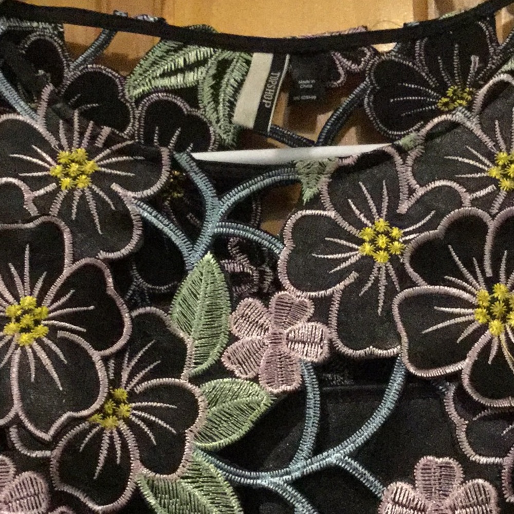 Like New Topshop Floral Appliqué & Vegan Leather Dress - Picture 9 of 15